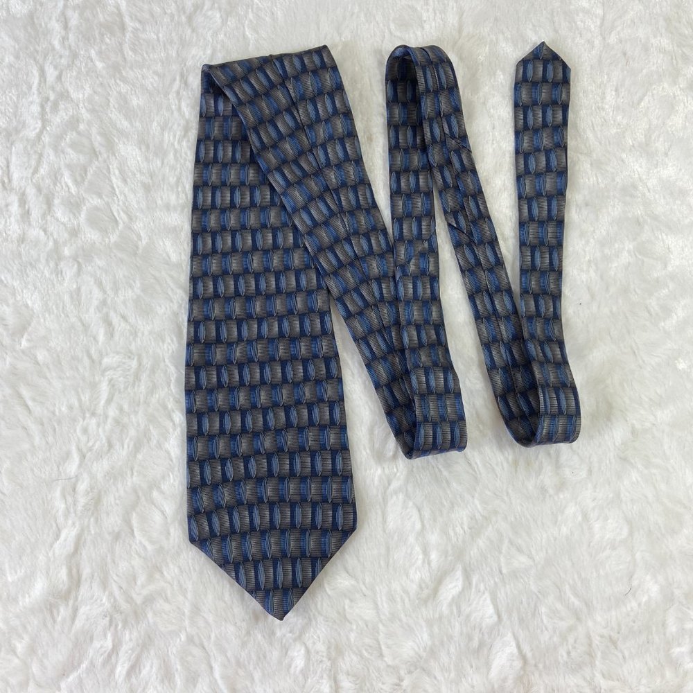 Stafford Executive Tie 100% Imported Silk Men's Business Geometric Blue Gray